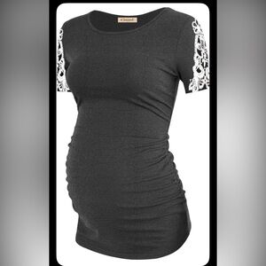 Gray Skirt with White Lace Trim